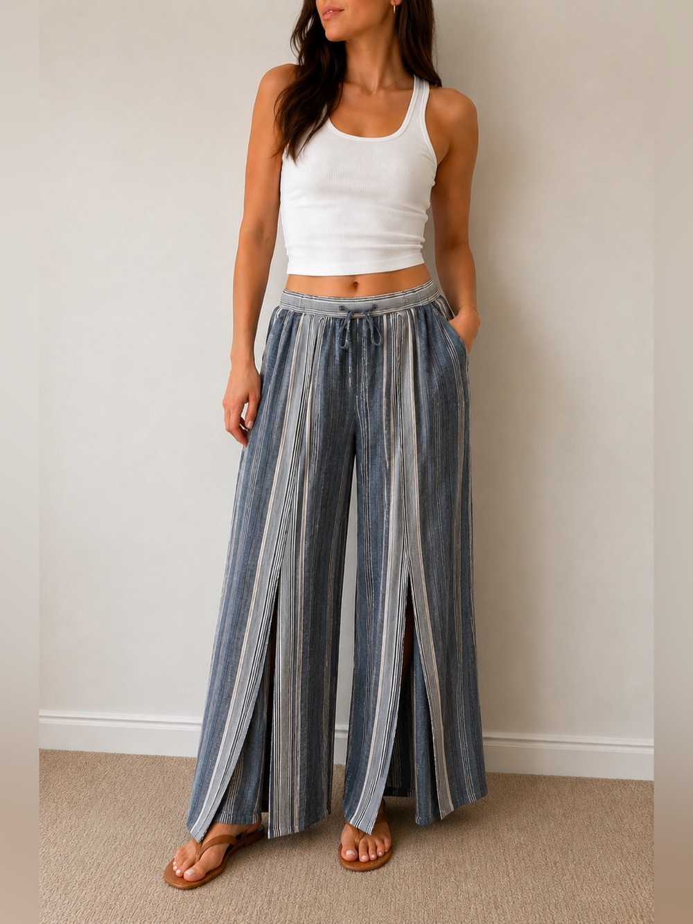 Express Linen blend Tulip Wide Leg Pants